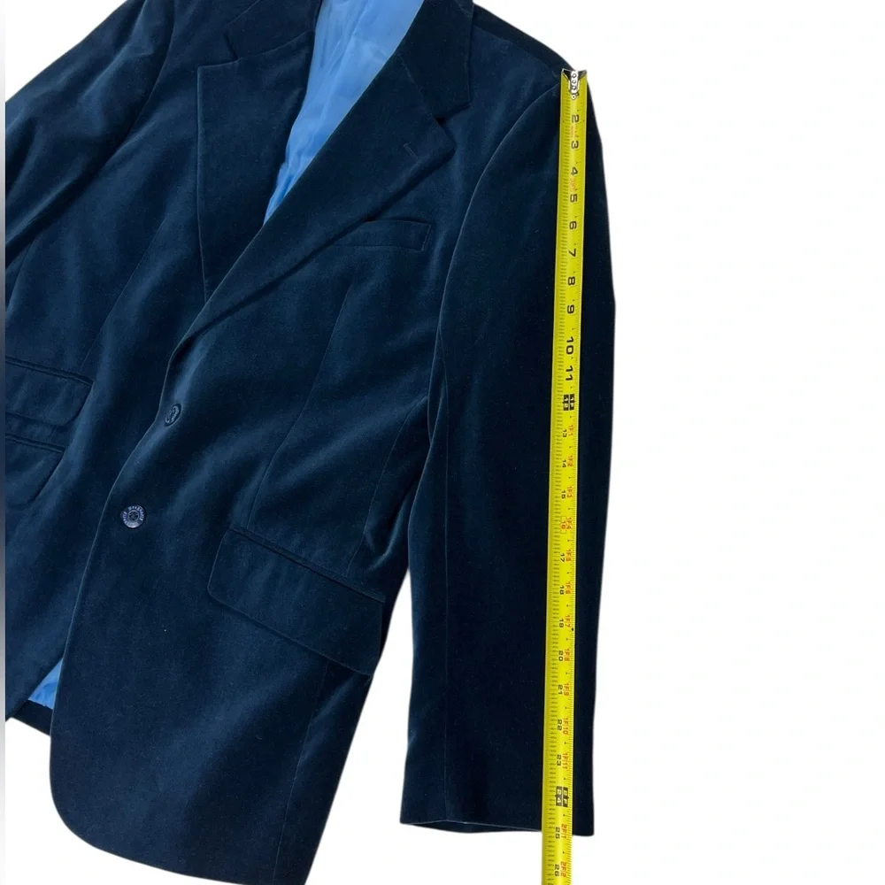 Dragonfly Mens Blue Velvet Velour Smoking Jacket Blazer Dress Coat Size Medium